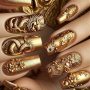 Luxury Chinese Dragon Golden Nails 24pcs