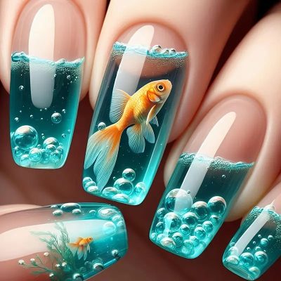 Ocean-Themed Nail Art  24pcs