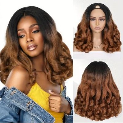 Straight V-Part Wig with Curly Ends