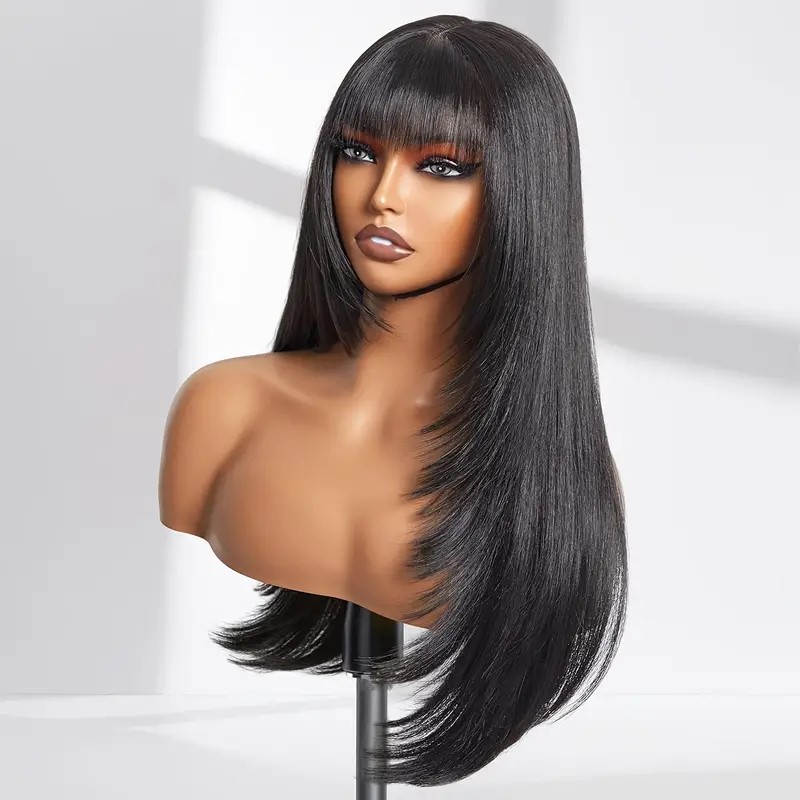 Straight Layered Wig with Bangs