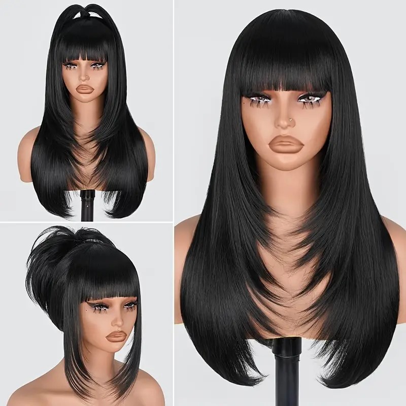 Straight Layered Wig with Bangs - Image 3
