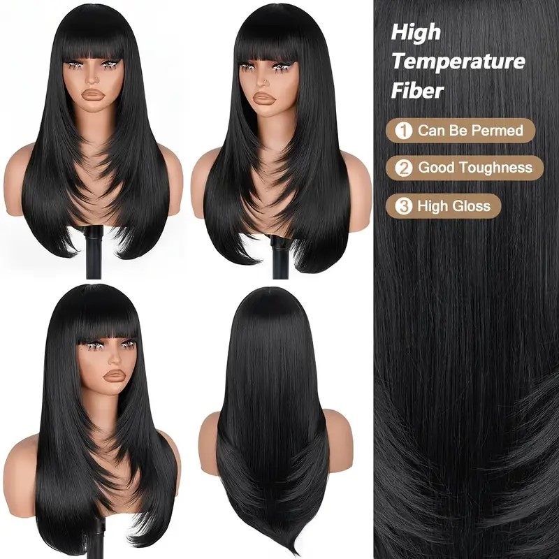 Straight Layered Wig with Bangs - Image 4
